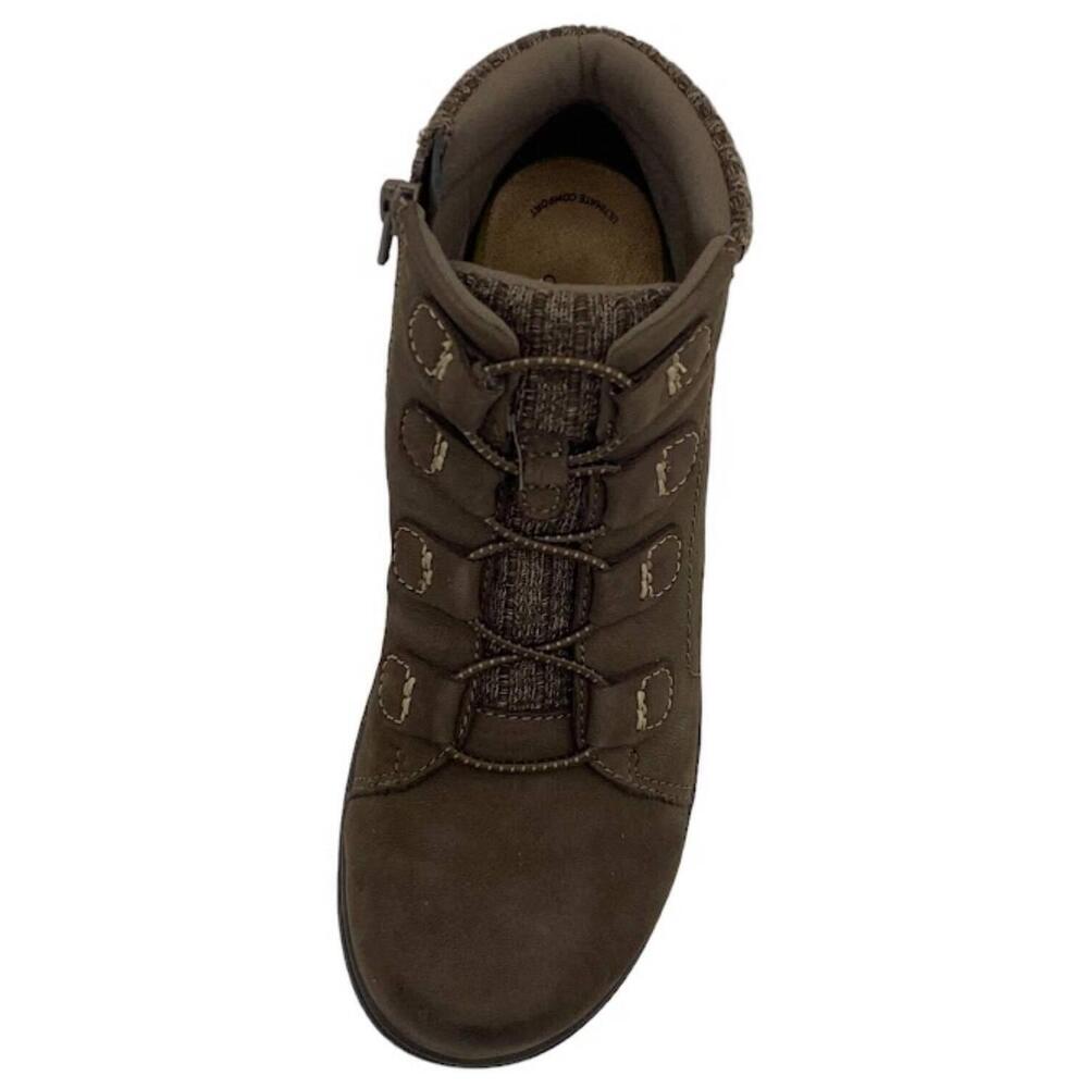 Clarks Collection Leather & Knit Ankle Boots Carleigh Jade Taupe - Narrow - Picture 3 of 3